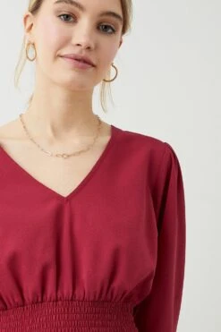 Dorothy Perkins Berry Shirred Waist Midi Dress -Clozurely Sales Store bqq09155 berry xl 4