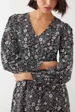 Dorothy Perkins Black Paisley Shirred Waist Midi Dress -Clozurely Sales Store bqq09156 black xl 3