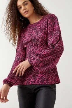 Dorothy Perkins Tall Pink Animal Tea Blouse