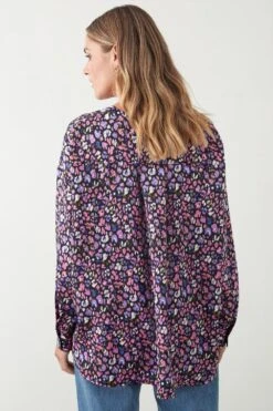 Dorothy Perkins Multi Animal Print Collarless Shirt -Clozurely Sales Store bqq09228 animal xl 2