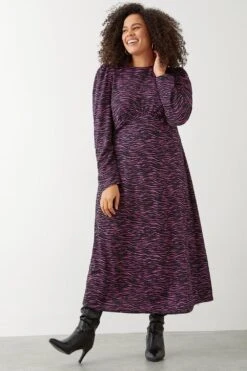 Dorothy Perkins Curve Pink Animal Empire Midi Dress