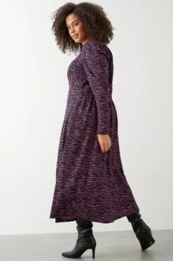 Dorothy Perkins Curve Pink Animal Empire Midi Dress 7 Dorothy Perkins Curve Pink Animal Empire Midi Dress -Clozurely Sales Store bqq09272 pink xl 2