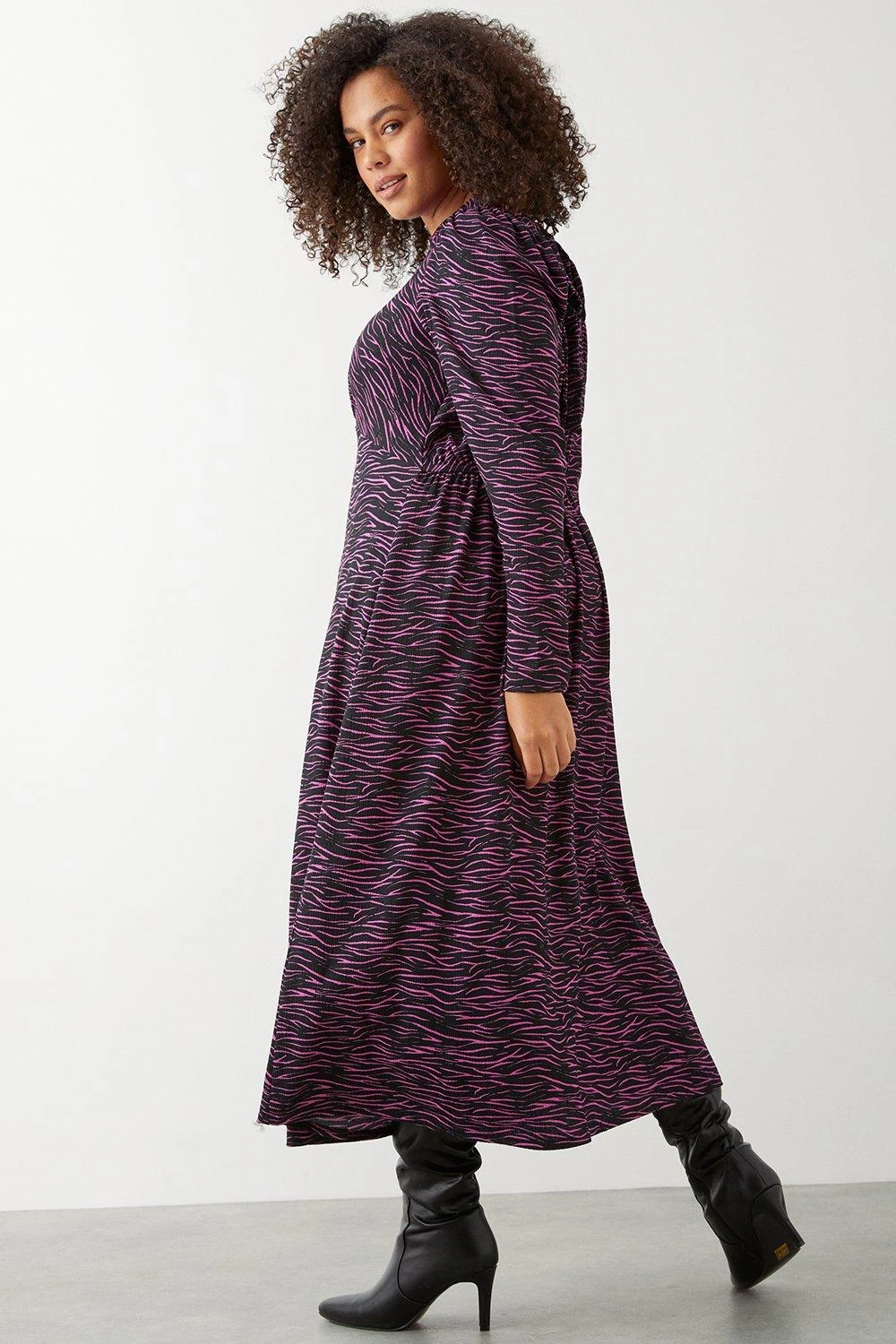Dorothy Perkins Curve Pink Animal Empire Midi Dress 3 Dorothy Perkins Curve Pink Animal Empire Midi Dress - Image 3