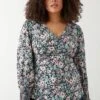 Dorothy Perkins Curve Blue Floral Empire Blouse