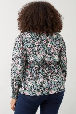 Dorothy Perkins Curve Blue Floral Empire Blouse -Clozurely Sales Store bqq09274 blue xl 2