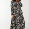 Dorothy Perkins Curve Zebra Keyhole Midi Dress