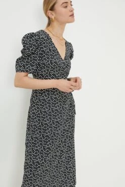 Dorothy Perkins Heart Print Puff Sleeve Wrap Midi Dress