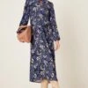 Dorothy Perkins Petite Blue Floral Keyhole Midi Dress