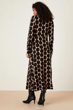 Dorothy Perkins Camel Spot Long Sleeve Wrap Midi Dress -Clozurely Sales Store bqq09318 camel xl 2