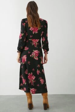 Dorothy Perkins Spaced Floral Midi Dress -Clozurely Sales Store bqq09406 pink xl 2