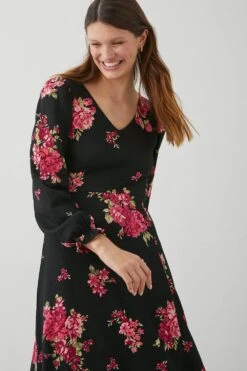 Dorothy Perkins Spaced Floral Midi Dress -Clozurely Sales Store bqq09406 pink xl 4