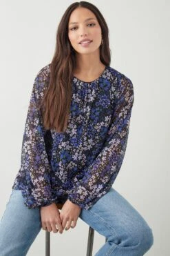 Dorothy Perkins Tall Mesh Pleated Neck Long Sleeve Top