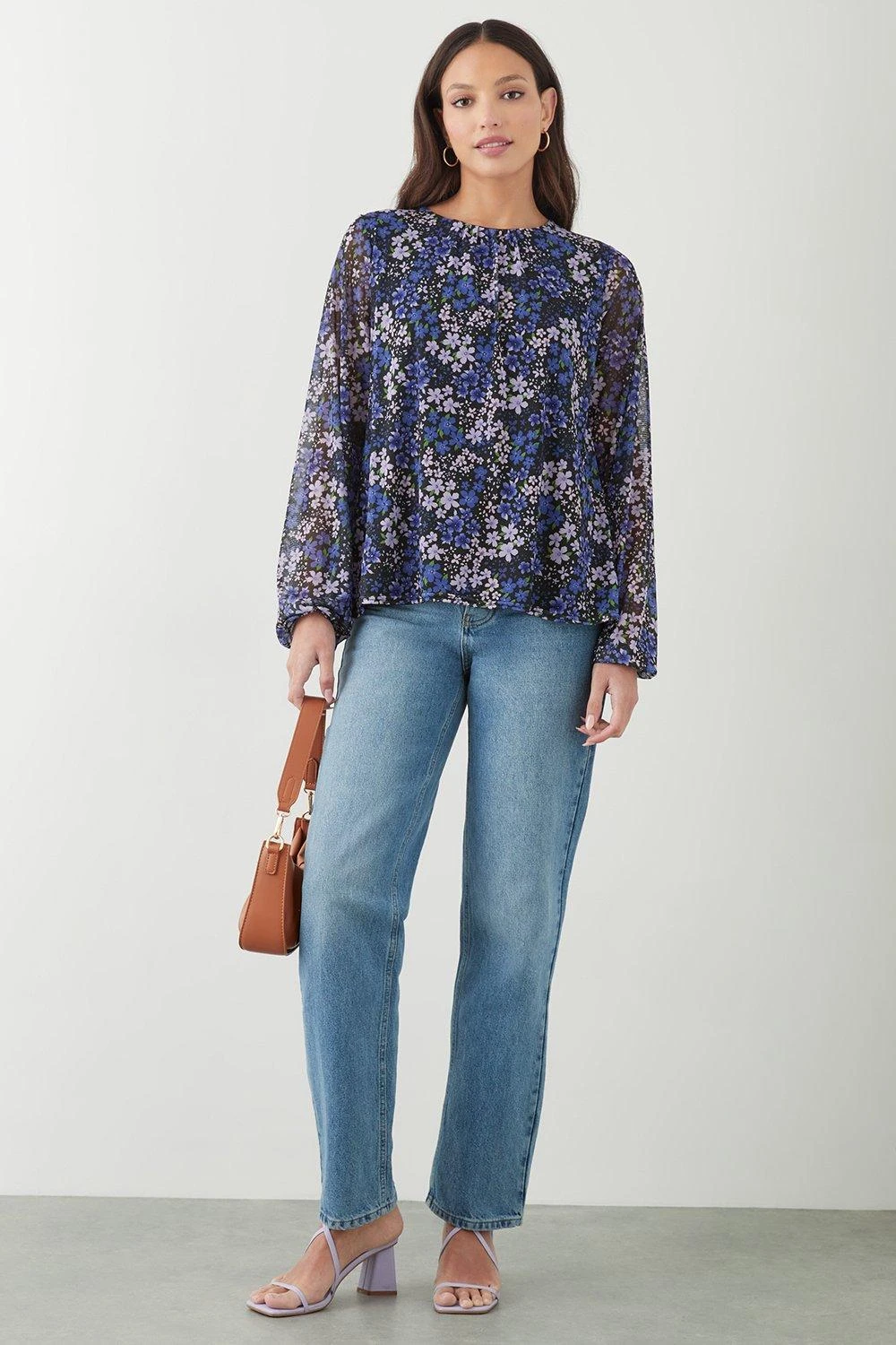 Dorothy Perkins Tall Mesh Pleated Neck Long Sleeve Top 2 Dorothy Perkins Tall Mesh Pleated Neck Long Sleeve Top - Image 2