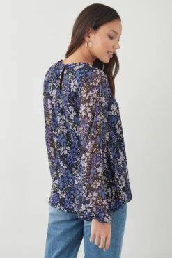 Dorothy Perkins Tall Mesh Pleated Neck Long Sleeve Top 6 Dorothy Perkins Tall Mesh Pleated Neck Long Sleeve Top -Clozurely Sales Store bqq09495 blue xl 2