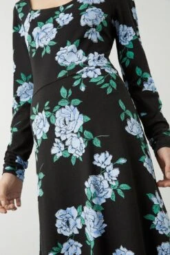 Dorothy Perkins Large Floral Print Sweetheart Midi Dress -Clozurely Sales Store bqq09511 black xl 4