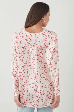 Dorothy Perkins Heart Collarless Shirt -Clozurely Sales Store bqq09537 ivory xl 2