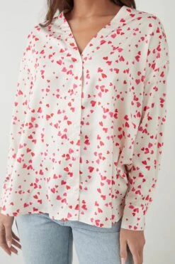 Dorothy Perkins Heart Collarless Shirt -Clozurely Sales Store bqq09537 ivory xl 3