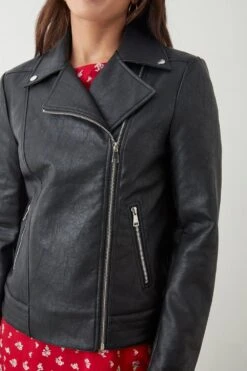 Dorothy Perkins Tall Faux Leather Biker -Clozurely Sales Store bqq09564 black xl 3