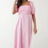 Dorothy Perkins Pink Ruched Bust Poplin Midi Dress