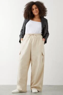 Dorothy Perkins Curve Stone Cargo Trouser