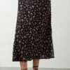 Dorothy Perkins Curve Black Floral Split Midi Skirt