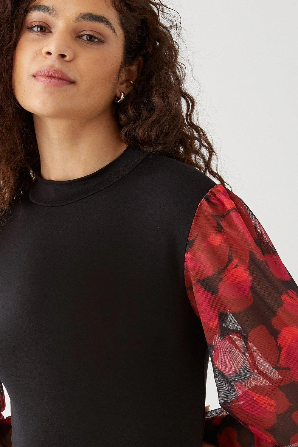 Dorothy Perkins Tall Printed Volume Mesh Sleeve Top 4 Dorothy Perkins Tall Printed Volume Mesh Sleeve Top - Image 4