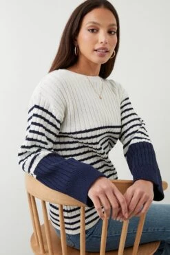 Dorothy Perkins Tall Stripe Rib Crew Neck Jumper