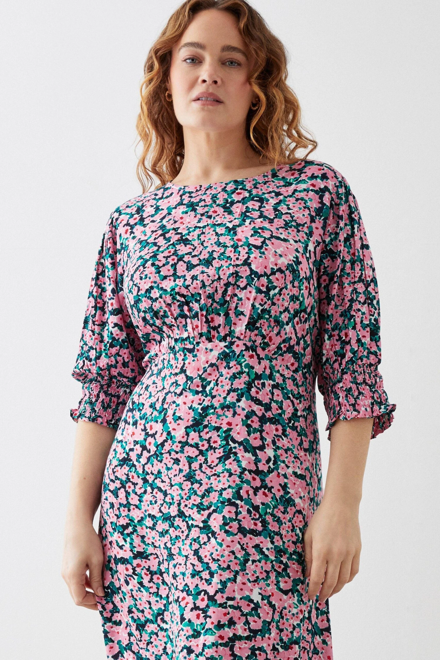 Dorothy Perkins Curve Pink Floral Empire Midi Dress 3 Dorothy Perkins Curve Pink Floral Empire Midi Dress - Image 3