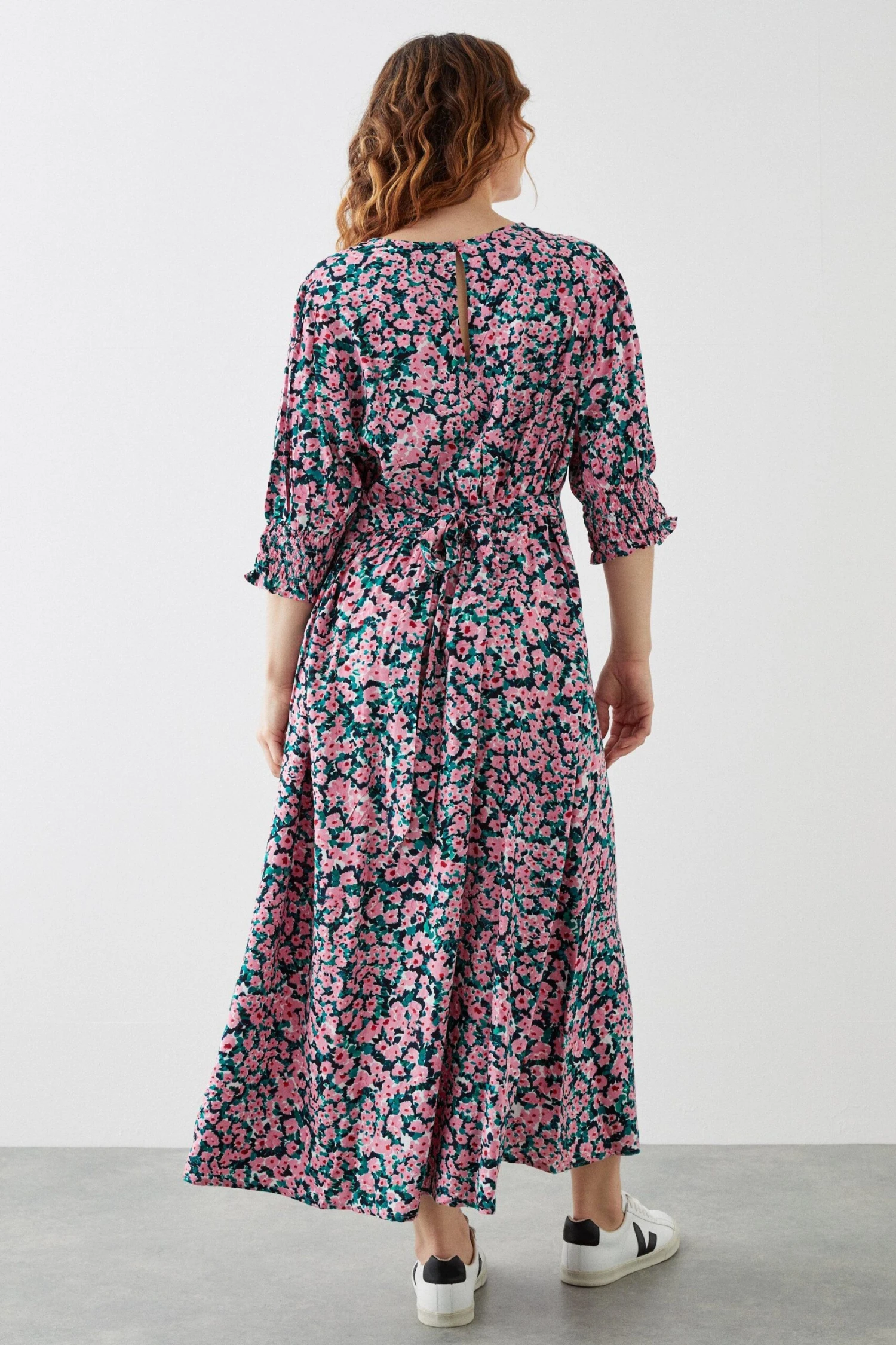Dorothy Perkins Curve Pink Floral Empire Midi Dress 4 Dorothy Perkins Curve Pink Floral Empire Midi Dress - Image 4