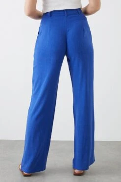 Dorothy Perkins Tall Linen Blend Wide Leg Trousers -Clozurely Sales Store bqq10099 cobalt xl 2