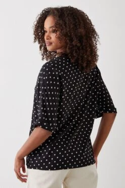 Dorothy Perkins Tall Spot Turn Back Cuff Shirt -Clozurely Sales Store bqq10163 mono xl 2