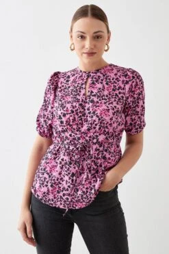 Dorothy Perkins Tall Short Sleeve Keyhole Tea Blouse
