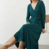Dorothy Perkins Petite Dark Green Wrap Midi Dress
