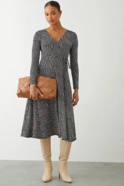 Dorothy Perkins Geo Printed Wrap Midi Dress