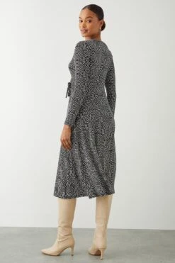 Dorothy Perkins Geo Printed Wrap Midi Dress -Clozurely Sales Store bqq10199 black xl 2