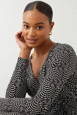 Dorothy Perkins Geo Printed Wrap Midi Dress -Clozurely Sales Store bqq10199 black xl 4