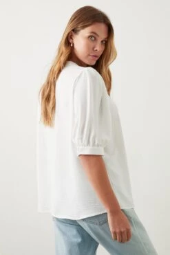 Dorothy Perkins Puff Sleeve Overhead Shirt -Clozurely Sales Store bqq10250 ivory xl 2