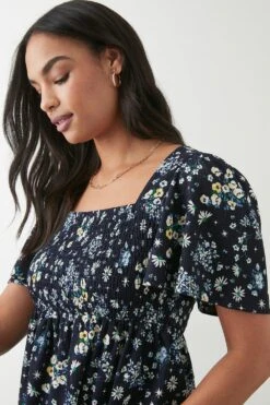 Dorothy Perkins Shirred Angel Sleeve Top -Clozurely Sales Store bqq10310 navy xl 3