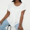 Dorothy Perkins Curve White Slub Over Sized Roll Sleeve Tee