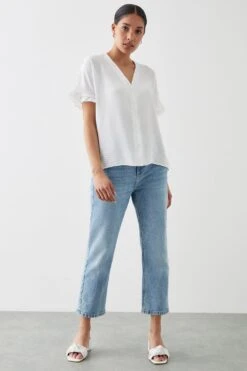 Dorothy Perkins Ivory Frill Sleeve Shirt