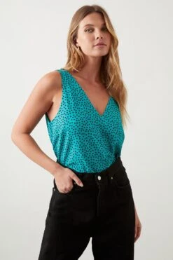 Dorothy Perkins Green Spot Built Up V Neck Cami Top
