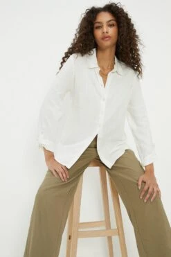 Dorothy Perkins Roll Sleeve Linen Mix Shirt