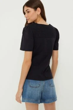 Dorothy Perkins Broderie Yoke Top -Clozurely Sales Store bqq10569 black xl 2