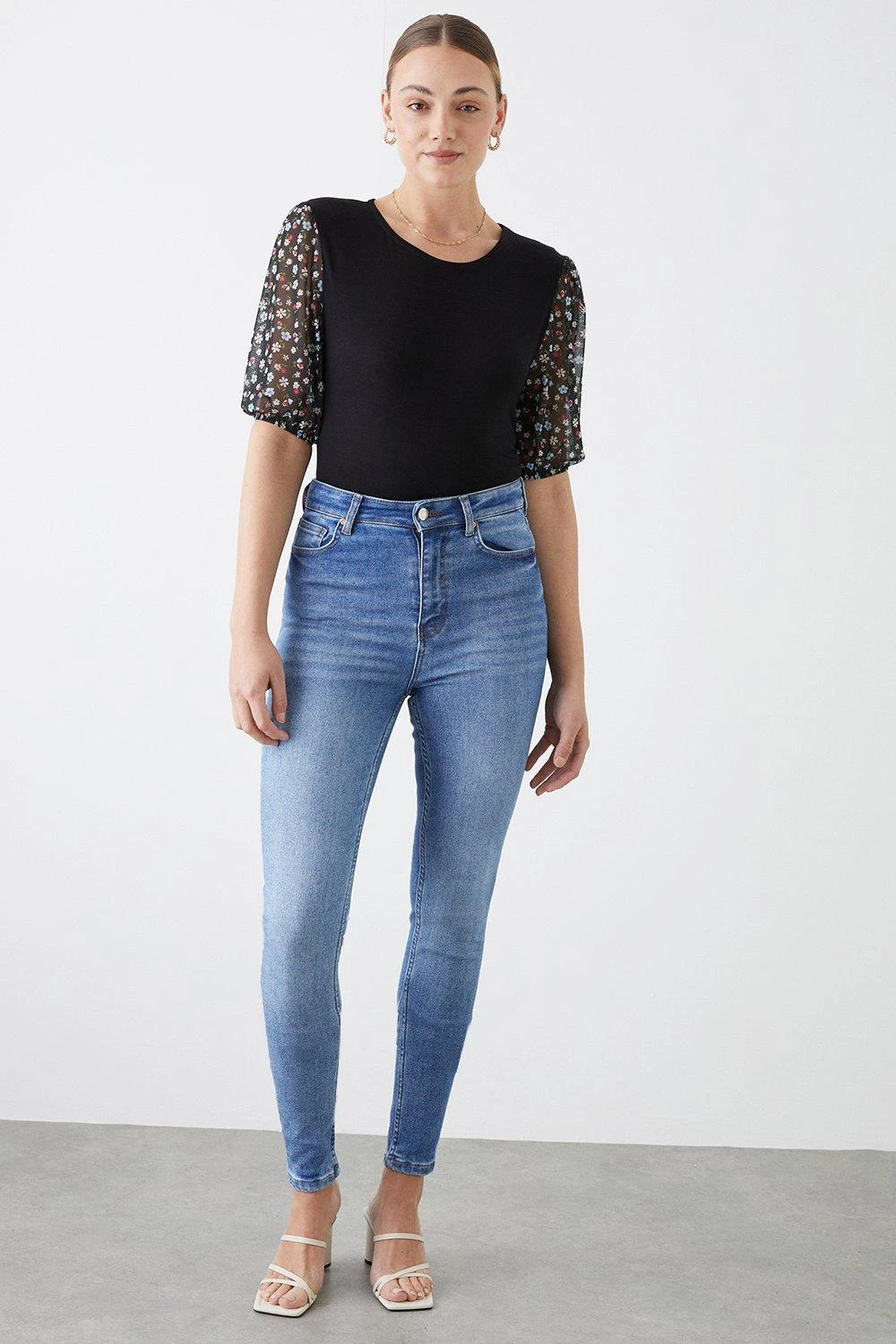 Dorothy Perkins Tall Mesh Sleeve Detail Top 2 Dorothy Perkins Tall Mesh Sleeve Detail Top - Image 2