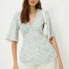 Dorothy Perkins Tall Blue Ditsy Button Through Tea Blouse