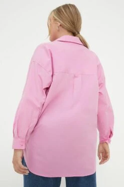 Dorothy Perkins Curve Poplin Oversized Shirt -Clozurely Sales Store bqq10705 pink xl 2