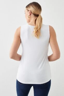 Dorothy Perkins Tall Lace Front Sleeveless Top -Clozurely Sales Store bqq10961 white xl 2