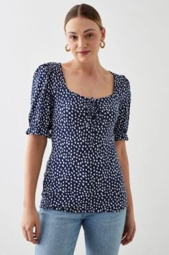 Dorothy Perkins Tall Sweetheart Tie Detail Printed Top