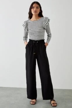 Dorothy Perkins Washed Twill Wide Leg Trousers
