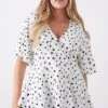 Dorothy Perkins Curve Ivory Spot Angel Sleeve Blouse
